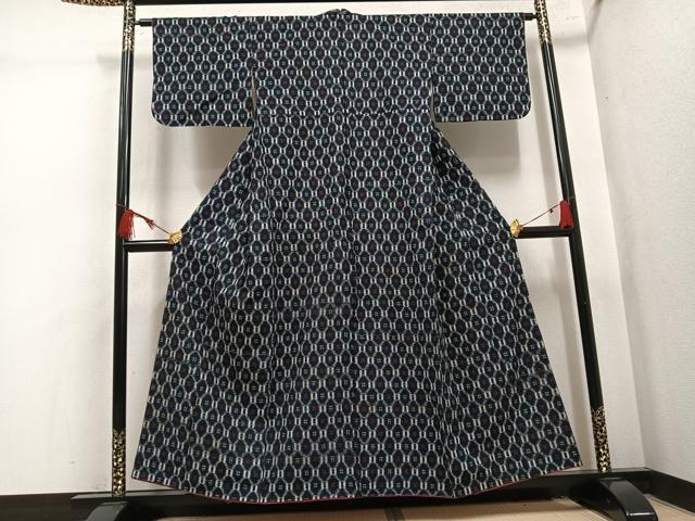 平和屋着物●久留米絣 蜀江文 綿 逸品 AABL1357ph