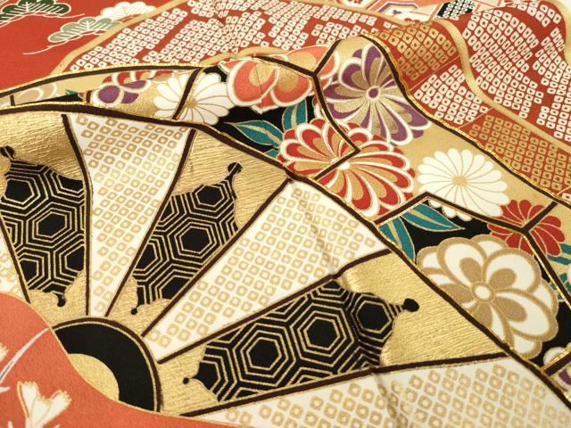 平和屋着物●豪華振袖 駒刺繍 片輪車吉祥文 正絹 逸品 AABL1361ck