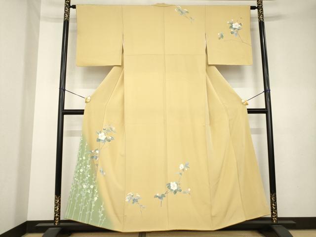 平和屋着物●十日町友禅作家 岡村蒼風 訪問着 枝花文 暈し染め 正絹 逸品 AABL1362ck