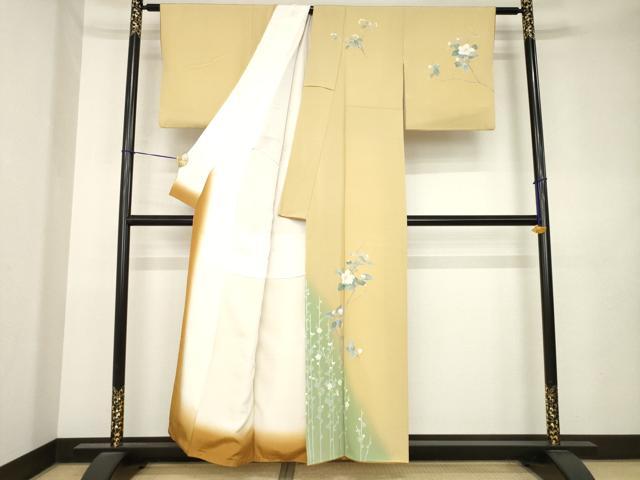 平和屋着物●十日町友禅作家 岡村蒼風 訪問着 枝花文 暈し染め 正絹 逸品 AABL1362ck