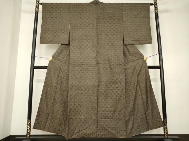 平和屋着物●本場大島紬 龍郷絣 市松文 正絹 逸品 AABL1367ck