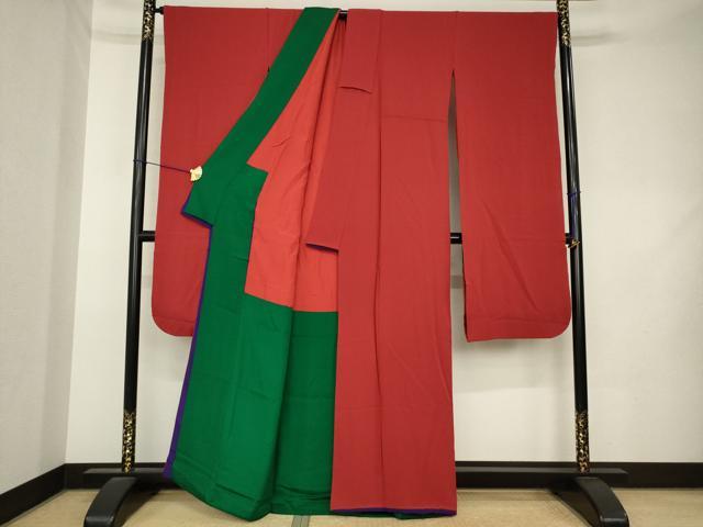 平和屋着物●ファッションデザイナー 花井幸子 振袖 色無地 紅海老茶色 正絹 逸品 AABL1370ck