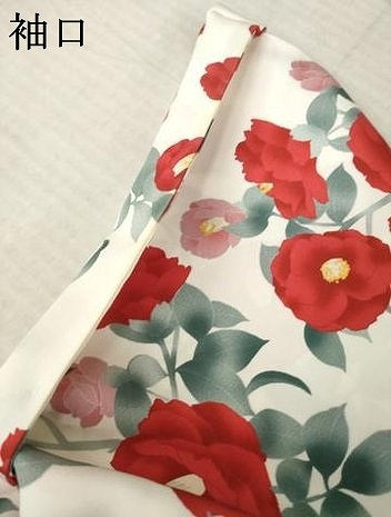 平和屋着物●長襦袢 無双仕立て 椿 正絹 逸品 未使用 AABL1378ck