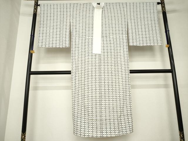 平和屋着物●長襦袢 無双仕立て 格子 半衿刺繍 正絹 逸品 AABL1381ck