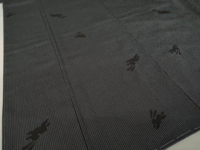 平和屋着物●塩沢物語 お召 兎 証紙付き 正絹 逸品 AABL1386ck