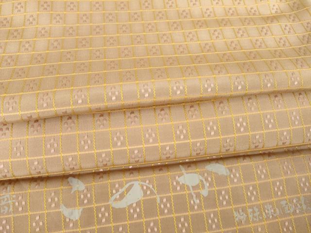 平和屋着物●花織 紬 格子 反端付き 正絹 逸品 AABL1387ck