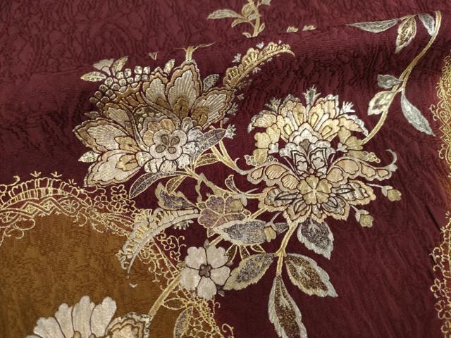 平和屋着物●豪華振袖 刺繍 更紗花文 ベロア 金銀糸 金銀彩 やまと誂製 正絹 逸品 AABL1396ck