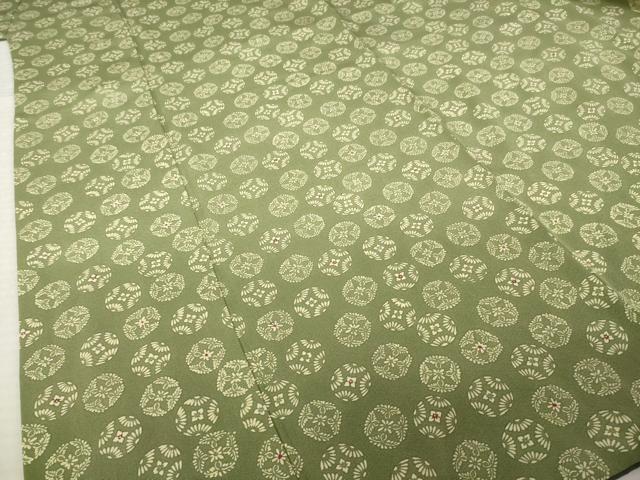 平和屋着物●本草木染 昭三 小紋 吉祥花丸文 正絹 逸品 AABL1403ck