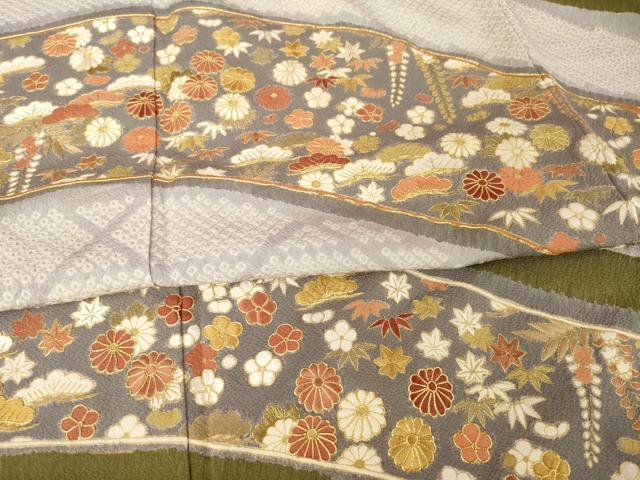 平和屋着物●訪問着 絞り 駒刺繍 吉祥花文 正絹 逸品 AABL1405ck