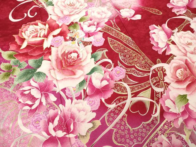 平和屋着物●豪華振袖 駒刺繍 花蝶文 暈し染め 金彩 正絹 逸品 AABL1406ck