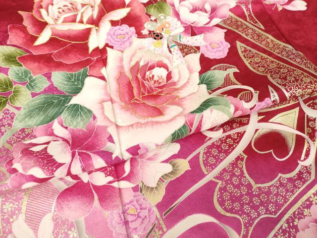 平和屋着物●豪華振袖 駒刺繍 花蝶文 暈し染め 金彩 正絹 逸品 AABL1406ck