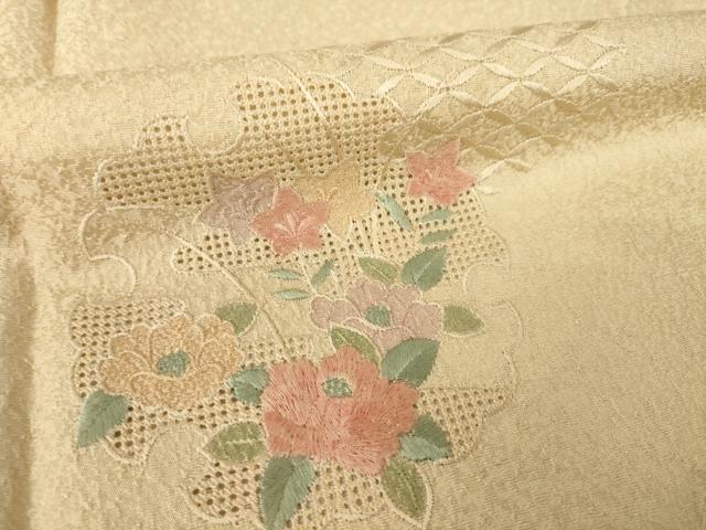 平和屋着物●訪問着 総刺繍 中国三大刺繍 スワトウ刺繍 汕頭刺繍 雪輪花文 暈し染め 正絹 逸品 AABL1409ck
