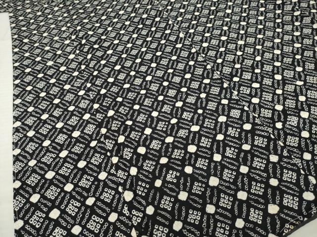 平和屋着物●上質な小紋 総絞り 七宝文 黒地 正絹 逸品 AABL1410ck