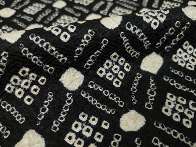 平和屋着物●上質な小紋 総絞り 七宝文 黒地 正絹 逸品 AABL1410ck
