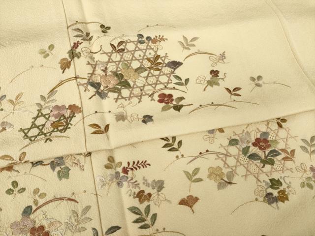 平和屋着物●訪問着 総刺繍 中国三大刺繍 汕頭刺繍 スワトウ刺繍 花籬文 金糸 正絹 逸品 AABL1413ck