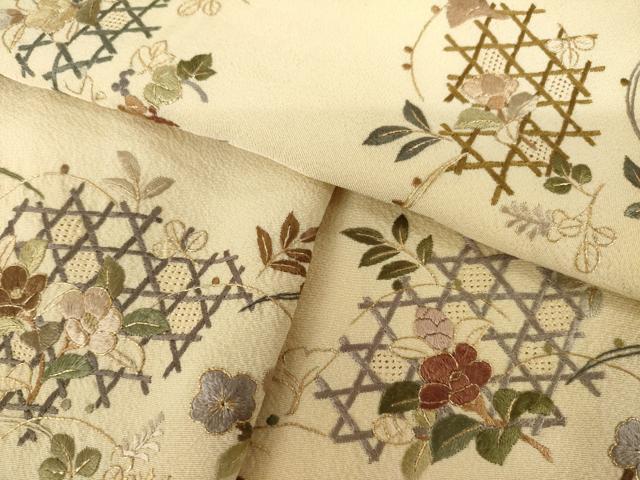 平和屋着物●訪問着 総刺繍 中国三大刺繍 汕頭刺繍 スワトウ刺繍 花籬文 金糸 正絹 逸品 AABL1413ck