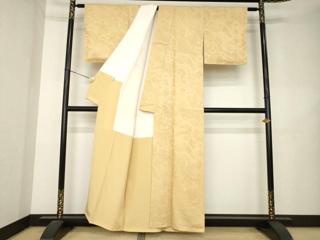 平和屋着物●上質な色無地 辻が花 流水花地紋 淡香色 そごう扱い 正絹 逸品 AABL1415ck