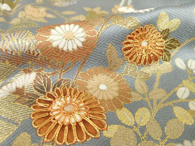 平和屋着物●訪問着 駒刺繍 御所車花文 金彩 正絹 逸品 AABL1417ck