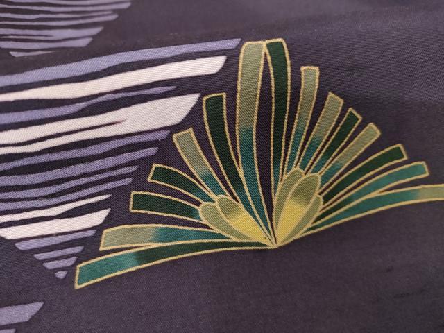 平和屋着物●訪問着 紬地 松 鱗文様 金彩 京都きもの友禅扱い 正絹 逸品 未使用 AABL1419ck