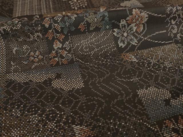 平和屋着物●本場大島紬 9マルキ 市松流水花文 正絹 逸品 AABL1421ck