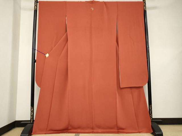 平和屋着物●豪華振袖 色無地 樺色 正絹 逸品 AABL1422ck