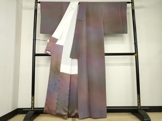 平和屋着物●染色作家 斉藤三才 小紋 霞文 暈し染め 正絹 逸品 AABL1424ck