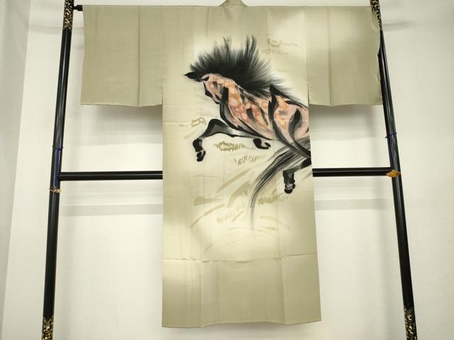 平和屋着物●男性 長襦袢 袷 馬 正絹 逸品 未使用 AABL1428ck
