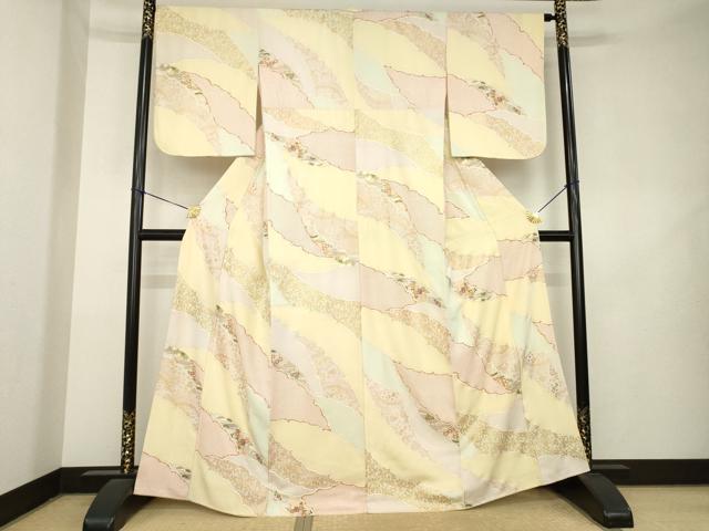 平和屋着物●上質な小紋 雪輪重ね花文 金彩 正絹 逸品 AABL1429ck