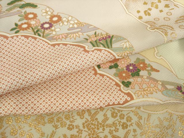 平和屋着物●上質な小紋 雪輪重ね花文 金彩 正絹 逸品 AABL1429ck