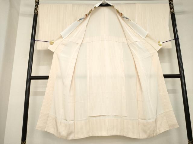 平和屋着物●長襦袢 無双仕立て 縞 半衿刺繍 正絹 逸品 AABL1431ck