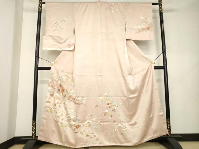 平和屋着物●創業460年・千總 訪問着 駒刺繍 吉祥花文 暈し染め 金彩 反端付き 正絹 逸品 AABL1434ck