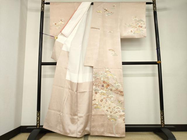 平和屋着物●創業460年・千總 訪問着 駒刺繍 吉祥花文 暈し染め 金彩 反端付き 正絹 逸品 AABL1434ck