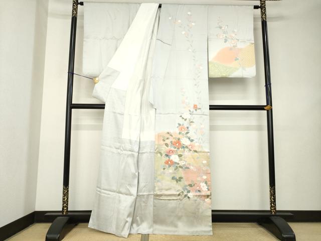 平和屋着物●訪問着 道長草花文 金彩 正絹 逸品 AABL1440ck