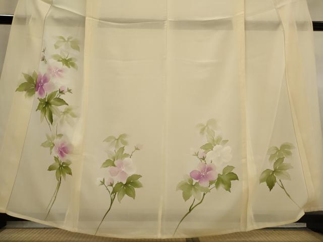 平和屋着物*夏物 訪問着 絽 手描き 草花文 正絹 逸品 AABL1443st