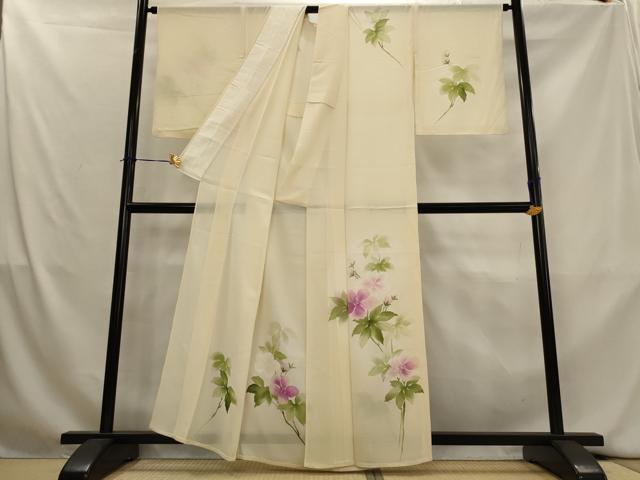 平和屋着物*夏物 訪問着 絽 手描き 草花文 正絹 逸品 AABL1443st