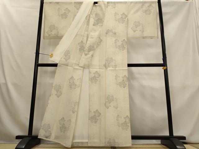 平和屋着物*夏物 本場大島紬 夏大島 白大島 蔦の葉文様 正絹 逸品 AABL1447st