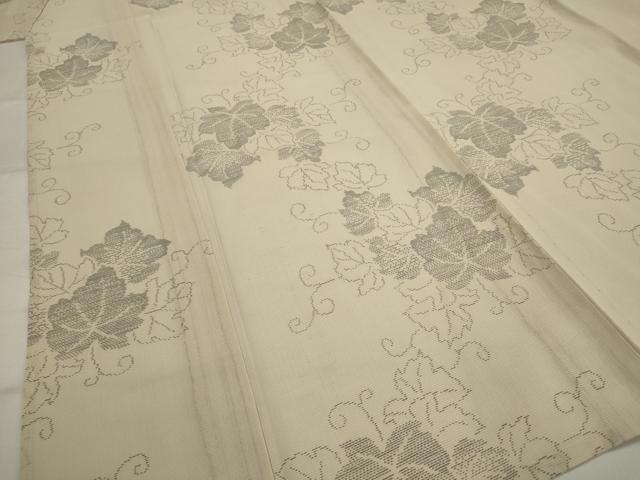 平和屋着物*夏物 本場大島紬 夏大島 白大島 蔦の葉文様 正絹 逸品 AABL1447st