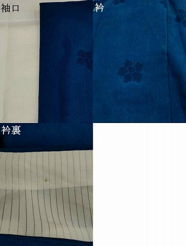 平和屋着物*夏物 色無地 更紗花文紗 紺瑠璃色 正絹 逸品 AABL1460st