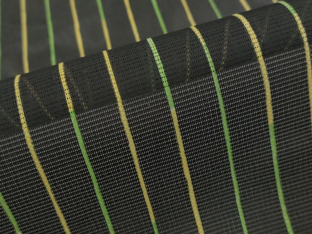 平和屋着物*夏物 小紋 絽 縞 黒地 洗える着物 未使用 AABL1478st