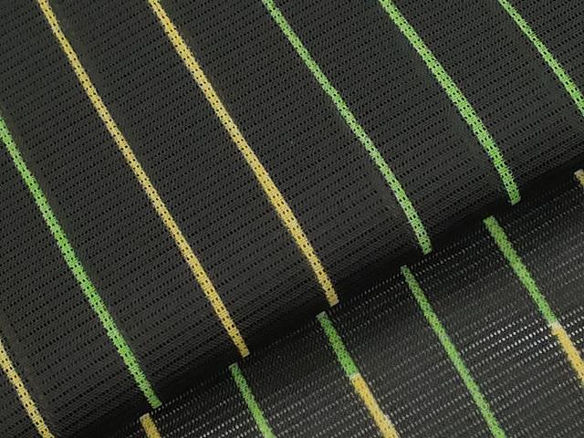 平和屋着物*夏物 小紋 絽 縞 黒地 洗える着物 未使用 AABL1478st