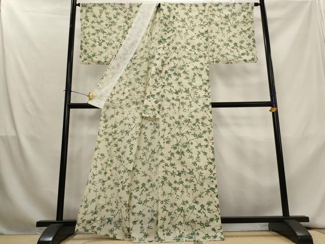 平和屋着物*夏物 小紋 絽 枝花文 洗える着物 AABL1486st