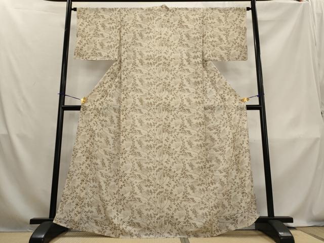 平和屋着物*夏物 小紋 絽 枝葉文 正絹 逸品 AABL1496st