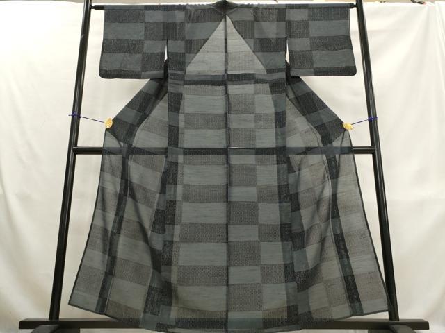 平和屋着物*夏物 紗紬 100亀甲 横段文 正絹 逸品 AABL1502st