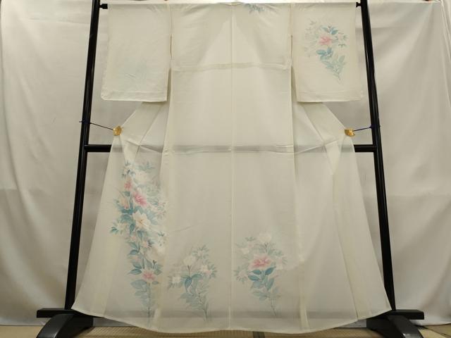 平和屋着物*夏物 訪問着 絽 手描き 草花文 正絹 逸品 AABL1504st