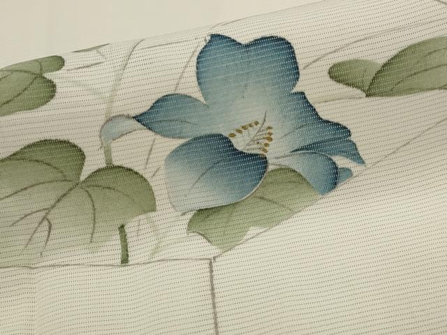平和屋着物*夏物 小紋 絽 手描き 切嵌草花文 金彩 正絹 逸品 AABL1509st