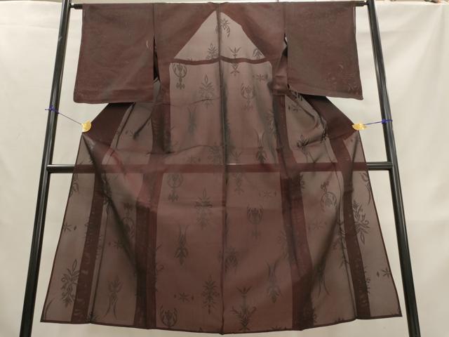 平和屋着物*夏物 小紋 紗 洋花文 銀通し地 正絹 逸品 AABL1511st