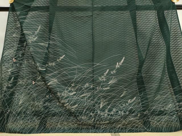 平和屋着物*夏物 訪問着 紋絽 草葉文 銀糸 正絹 逸品 AABL1517st