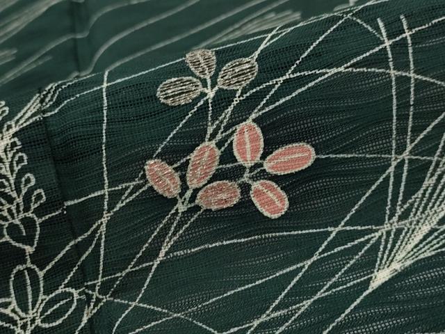 平和屋着物*夏物 訪問着 紋絽 草葉文 銀糸 正絹 逸品 AABL1517st