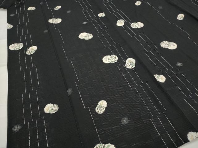 平和屋着物*夏物 小紋 市松紋絽 花丸文 黒地 正絹 逸品 AABL1527st