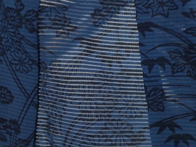 平和屋着物*夏物 小紋 絽 藍 型染め 草花文 正絹 逸品 未使用 AABL1529st